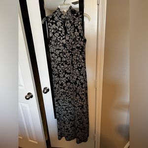Black and silver floor length evening dress